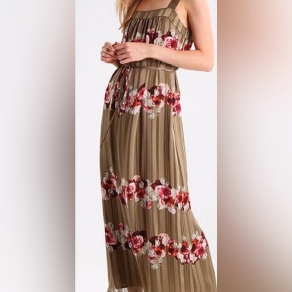 Banana Republic Floral Print Peasant Maxi Dress Size 0 Resort Wear Whimsigoth - Picture 1 of 12